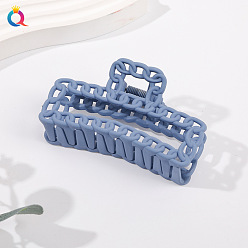 Matte Square Chain Clamp - Mist Blue Square Chain Hair Clip with Hollow Design for Updo Hairstyles and Shark Jaw Grip - Matte Finish