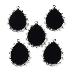 Black Onyx Подвески из натурального черного оникса (окрашенные и нагретые), покрытие стойки платинового цвета, латунь, прозрачные подвески-капли из кубического циркония, 30.5x23.5x2 мм, отверстие : 1.4 мм