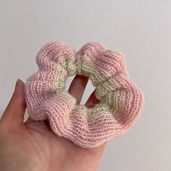Pink Woolen Knitting Elastic Hair Accessories, for Girls or Women, Scrunchie/Scrunchy Hair Ties, Pink, 120mm