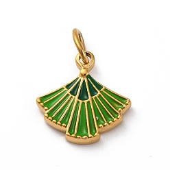 Зеленый 304 нержавеющей стальной эмали подвески, с целью перехода в кольце, фанатское очарование, реальный 14 k позолоченный, ионное покрытие (ip), зелёные, 15.5x15x2 мм, отверстие : 5x3 мм