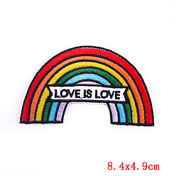 Rainbow Pride Flag/Rainbow Flag with Word Love Is Love Computerized Embroidery Cloth Iron on/Sew on Patches, Costume Accessories, Appliques, Rainbow, 49x84mm