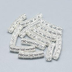 Silver 925 Sterling Silver Tube Beads, Silver, 25.5x6mm, Hole: 4mm