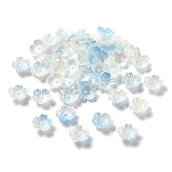 Светло-голубой Акриловый шарик крышки, 5-лепестков цветка, светло-голубой, 11x11x4 мм, отверстие : 1.6 мм, 4166 шт / 500 г