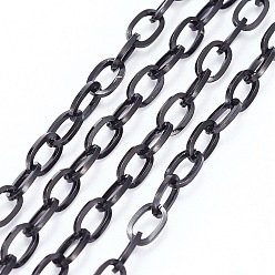 Electrophoresis Black 304 кабельные цепи из нержавеющей стали, несварные, с катушкой, Плоско-овальные, электрофорез черный, 7x4x0.8 мм, около 32.8 футов (10 м) / рулон