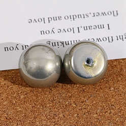 Dark Gray Acrylic Beads, Imitation Pearl, Half Drilled, Half Round, Dark Gray, 20x18mm