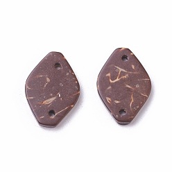 Coconut Brown Coconut Links, Rhombus, Coconut Brown, 18x11~13x2mm, Hole: 1mm
