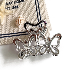 Серебро Пластиковые заколки для волос с когтями бабочки, аксессуары для волос для женщин и девочек, серебряные, 90x60 мм