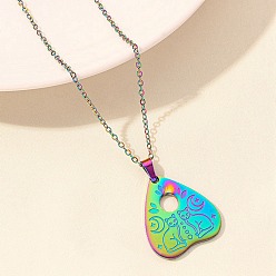 Cat Shape Love Heart Stainless Steel Pandant Necklace, Rainbow Color, Cat Shape, 15.75 inch(40cm)