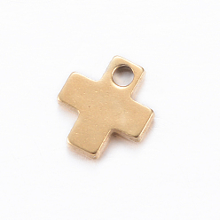 Golden 201 Stainless Steel Tiny Cross Charms, Golden, 6x5x1mm, Hole: 1mm