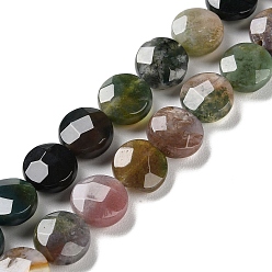 Indian Agate Natural Indian Agate Beads Strands, Faceted, Flat Round, 10~10.5x4.5~5.5mm, Hole: 1.2mm, about 20pcs/strand, 7.80 inch(19.8cm)