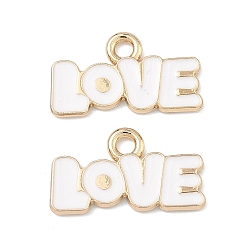 Белый Подвески из эмали и сплава, словесные любовные чары, стойки покрытие, без кадмия, без никеля и без свинца, золотые, белые, 11x20x1 мм, отверстие : 2 мм