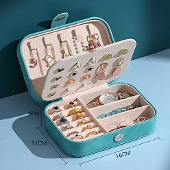 Medium Turquoise PU Leather Jewerly Storage Boxes, with Magnetic Clasp, Rectangle, Medium Turquoise, 16x11x5cm