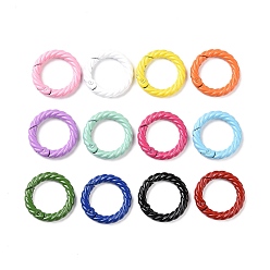 Mixed Color Spray Painted Alloy Spring Gate Rings, Twist Rings, Mixed Color, 28.5x5mm, inner diameter: 18.5mm