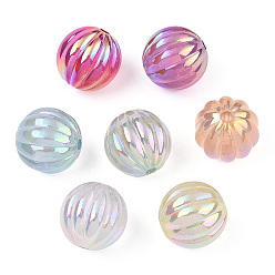Mixed Color UV Plating Rainbow Iridescent Acrylic Beads, Pumpkin, Mixed Color, 17x16.5mm, Hole: 2.5mm