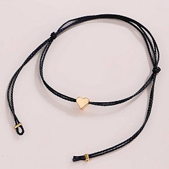 black 11316 Sweet and Simple Rope Heart Bracelet - Cute and Minimalist Jewelry