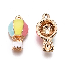 Colorful Alloy Enamel Pendants, Hot Air Balloon, Golden, Colorful, 17.5x9.5x5.5mm, Hole: 1.2mm