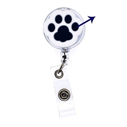 White Flat Round with Paw Print PVC Retractable Badge Reel, Card Holders, ID Badge Holder Retractable for Nurses, White, 650x33mm