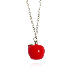 XL273 3D Cartoon Fruit Pendant Necklace - Grape, Strawberry, Pineapple & Apple Jewelry