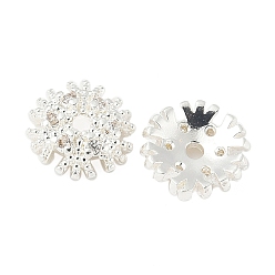 Посеребрённый Колпачки для бусин из прозрачного кубического циркония из латуни, цветок, 925 серебро покрытием, 7.5x2.5 мм, отверстие : 1 мм