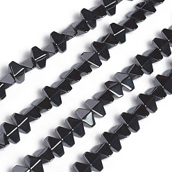 Non-magnetic Hematite Non-magnetic Synthetic Hematite Beads Strands, Hexagon, 4x6x2.5mm, Hole: 0.8mm, about 110pcs/strand, 15.78 inch(40.1cm)