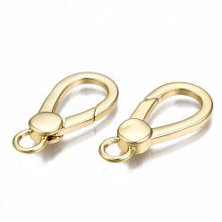 Real 16K Gold Plated Brass Lobster Claw Clasps, Nickel Free, Real 16K Gold Plated, 28x13.5x4mm, Hole: 4mm