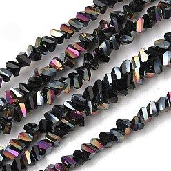 Черный Гальванизируйте прозрачное стекло бисер нитей, треугольные, граненые, AB цвет, чёрные, 3x2x2 мм, отверстие : 0.7 мм, около 135 шт / нитка, 9.21'' (23.4 см)