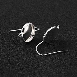 925 Sterling Silver Plated 304 Stainless Steel Earring Hooks, with Vertical Loop, Flat Round, 925 Sterling Silver Plated, 25.5x14x2mm, Hole: 1.8mm, Tray: 12mm, 20 Gauge, Pin: 0.8mm