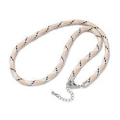 Beige Ployester Core-Wrapped Round Cord Necklace Making, with Brass Finding, Platinum, Beige, 17.72x0.18 inch(45x0.45cm)