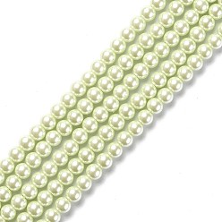 Miellat Brins de perles rondes en verre teinté écologique, Grade a, cordon en coton fileté, miellat, 6mm, Trou: 0.7~1.1mm, Environ 72 pcs/chapelet, 15 pouce