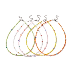 Mixed Color Glass Seed Beaded Necklace for Women, Mixed Color, 14.76 inch(37.5cm)