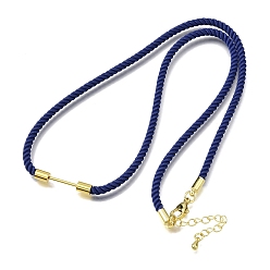 Темно-Синий 3мм круглые нейлоновые миланские шнуры для изготовления ожерелий, с латунными выводами и 303 застежками из лобстера из нержавеющей стали, золотые, долговечный, стойки покрытие, темно-синий, 19.53 дюйм (49.6 см)