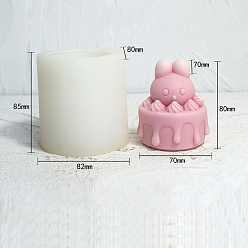 White Round Rabbit Cake DIY Food Grade Silicone Candle Molds, Aromatherapy Candle Moulds, Scented Candle Making Molds, White, 8x8.2x8.5cm