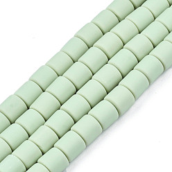 Verdemar Oscuro Polímeros hechos a mano hebras de perlas de arcilla, columna, verde mar oscuro, 6.5x6 mm, agujero: 1.2 mm, sobre 61 unidades / cadena, 15.75 pulgada (40 cm)