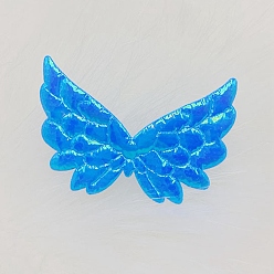 Deep Sky Blue Cloth Embossing Wings, AB Color, Decorate Accessories, Deep Sky Blue, 35x50x1mm