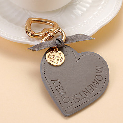 Grey Heart Heart-shaped leather keychain for car, couples, backpacks and bags.