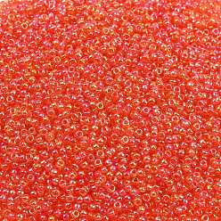 (RR297) Transparent Tangerine AB Миюки круглые бусины рокайль, японский бисер, 11/0, (rr297) прозрачный мандарин ab, 2x1.3 мм, отверстие : 0.8 мм, Около 50000 шт / фунт