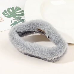 Light Grey Fluffy Claw Hair Clips for Women, with Plastic Findings, Cloud, Light Grey, 125x65x60mm