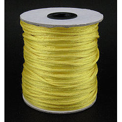 Желтый Нейлоновая нить, гремучий атласный шнур, желтые, 2 мм, 100 ярдов / рулон (300 футов / рулон)