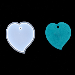 Clear Heart Silicone Pendant Molds, Resin Casting Molds, for UV Resin, Epoxy Resin Craft Making, Clear, 75x70mm