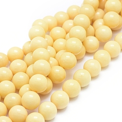 Желтый Нефрит Естественный желтый нефрит бисер нитей, круглые, 12 мм, отверстие : 1 мм, около 34 шт / нитка, 16.14 дюйм (41 см)