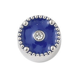 Синий 304 нержавеющая сталь, эмаль, европейские бусины со стразами, бусины с большим отверстием, плоско-круглые, синие, 10x7.5 мм, отверстие : 4.5 мм