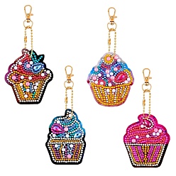 Mixed Color Cake Shape DIY 5D Diamond Painting Keychain, with Tray Plate, Drill Point Nails Tools, for Embroidery Arts Crafts, Mixed Color