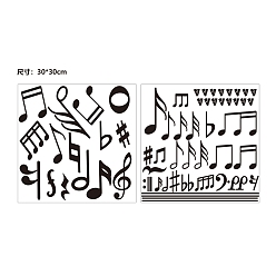 Musical Note Mirror Wall Stickers, Square, Self Adhesive Acrylic Mirror Sheets, for Home Living Room Bedroom Decor, Musical Note Pattern, 300x300x1mm, 2pcs/set