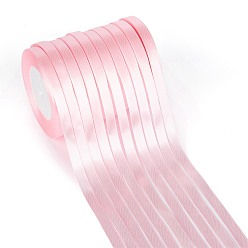 Pearl Pink Single Face Solid Color Satin Ribbon, for Gift Packaging, Party Decoration, Pearl Pink, 3/4 inch(18~20mm), about 25yards/roll(22.86m/roll), 10rolls/group