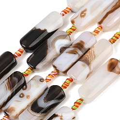 Белый Природный агат бисер нитей, прямоугольные, окрашенная и подогревом, белые, 39~40x14~15x9~10 мм, отверстие : 2.5 мм, около 8 шт / нитка, 15.35''~15.94'' (39~40.5 см)