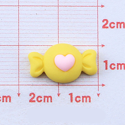 Yellow Opaque Resin Cabochons, Candy with Heart, Yellow, 10x17mm