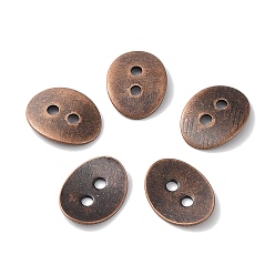 Red Copper Brass Button Clasps, Nickel Free, Red Copper, about 10mm wide, 14mm long, 1mm thick, hole: 2mm