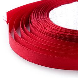 Rouge Ruban de satin simple face haute densité, Ruban polyester, ruban de noël, rouge, 1/4 pouce (6~7 mm), environ 25 yards / rouleau, 10 rouleaux / groupe, à propos de 250yards / groupe (228.6m / groupe)