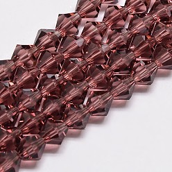 Medium Violet Red Imitate Austrian Crystal Bicone Glass Beads Strands, Grade AA, Faceted, Medium Violet Red, 6x6mm, Hole: 1mm, about 46~48pcs/strand, 10.5 inch