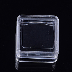 Clair Conteneurs de perle plastique, carrée, clair, 4x4x2.2cm, diamètre intérieur: 3.4x3.4cm